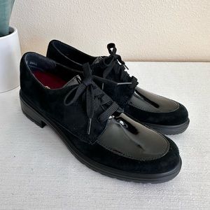 New Munro Veranda Black Suede/Patent Lace Up Oxford Loafers Women’s 7N (narrow)